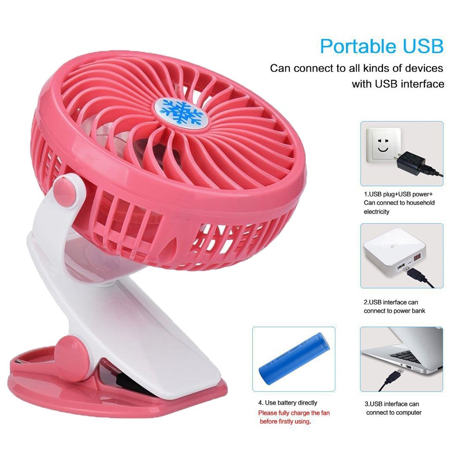 4824 Mini USB Clip Fan widely used in summers for cool down rooms and body purposes. DeoDap