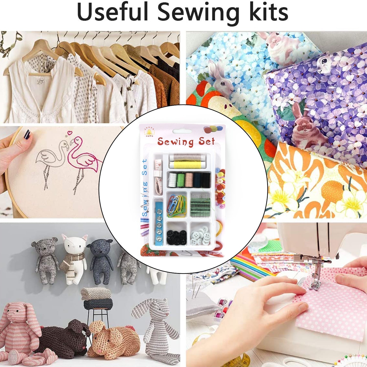 6051 62 Pc Sewing Set used for sewing of clothes and fabrics including all home purposes. DeoDap