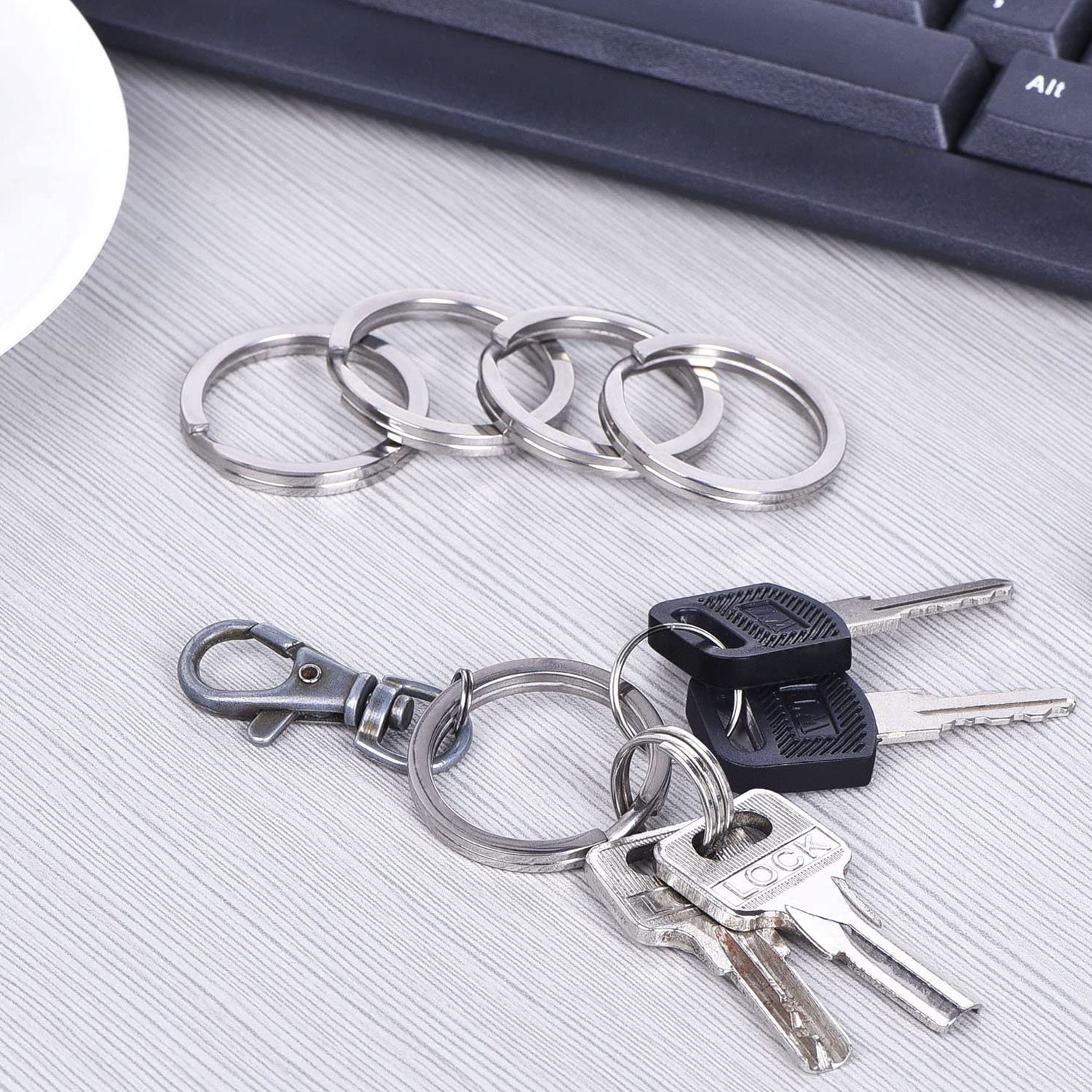 4054 Key Rings Stainless Steel Double For Key chain & Jewellery Use ( 10 pcs ) DeoDap