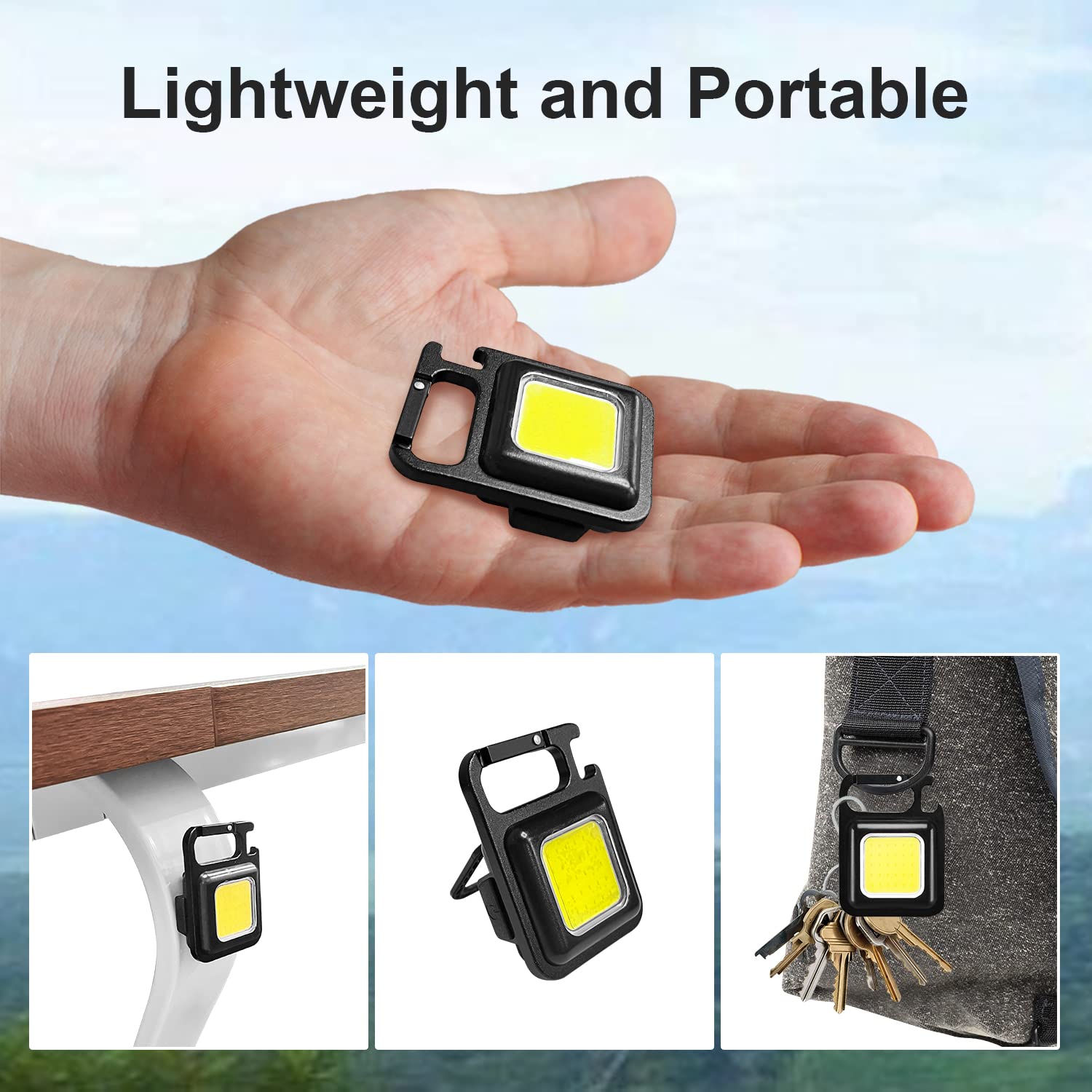4035 Rechargeable Keychain Mini Flashlight with 4 Light Modes,Ultralight Portable Pocket Light with Folding Bracket Bottle Opener and Magnet Base for Camping Walking DeoDap