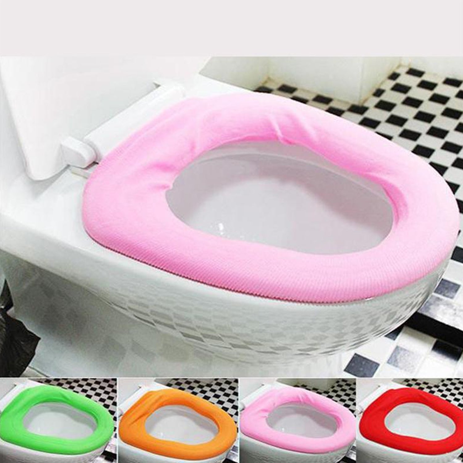 4768 Bathroom Soft Thicker Warmer Stretchable Washable Cloth Toilet Seat Cover Pads (1pc) DeoDap