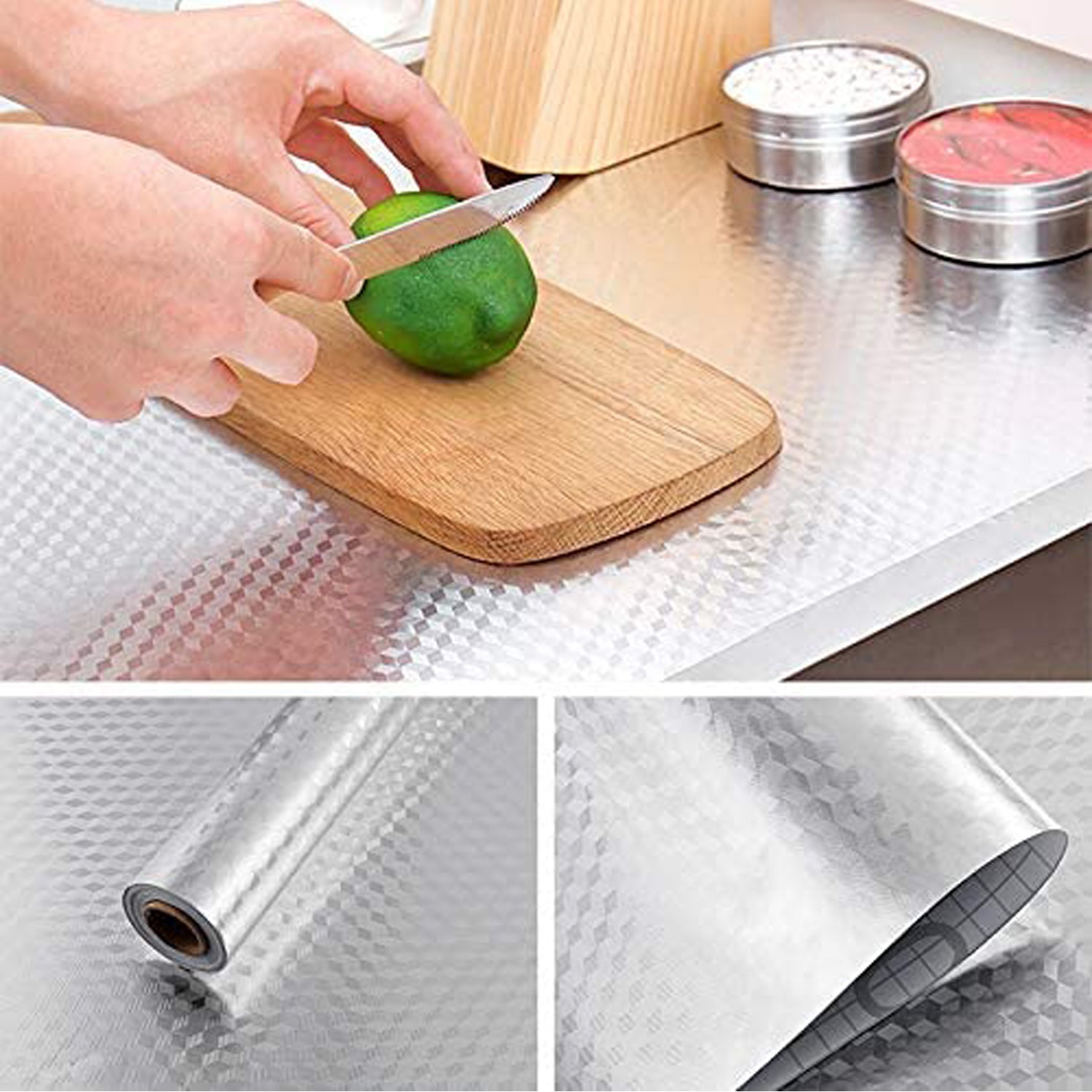 9014 2 Meter Aluminium Foil Sticker used in all kitchen purposes to prevent oily and greasy stains of food while cooking. DeoDap