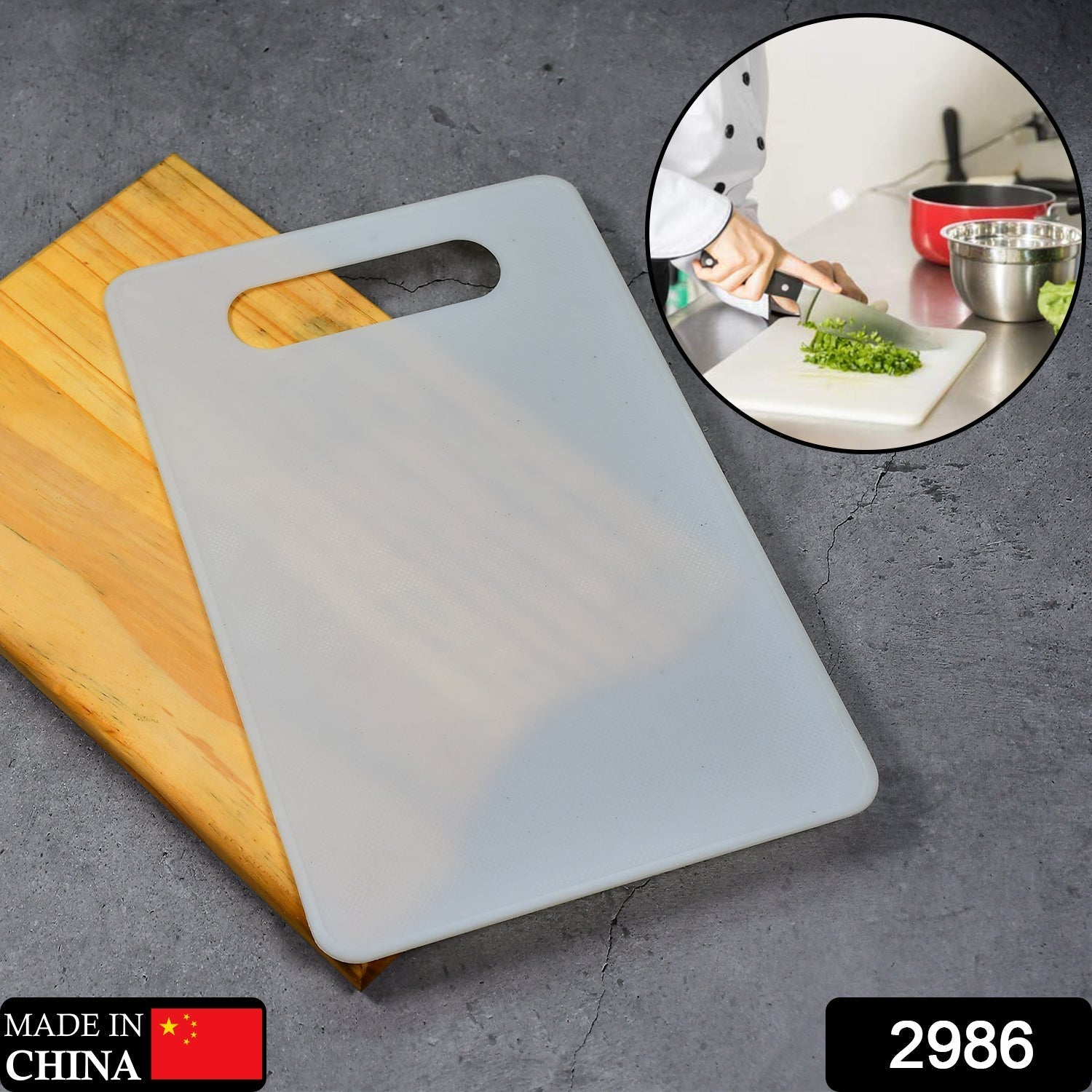 2986 White Thick/Long Lasting BPA Free Kitchen Chopping Boards Cutting Board Plastic with Handle for Regular Use. DeoDap