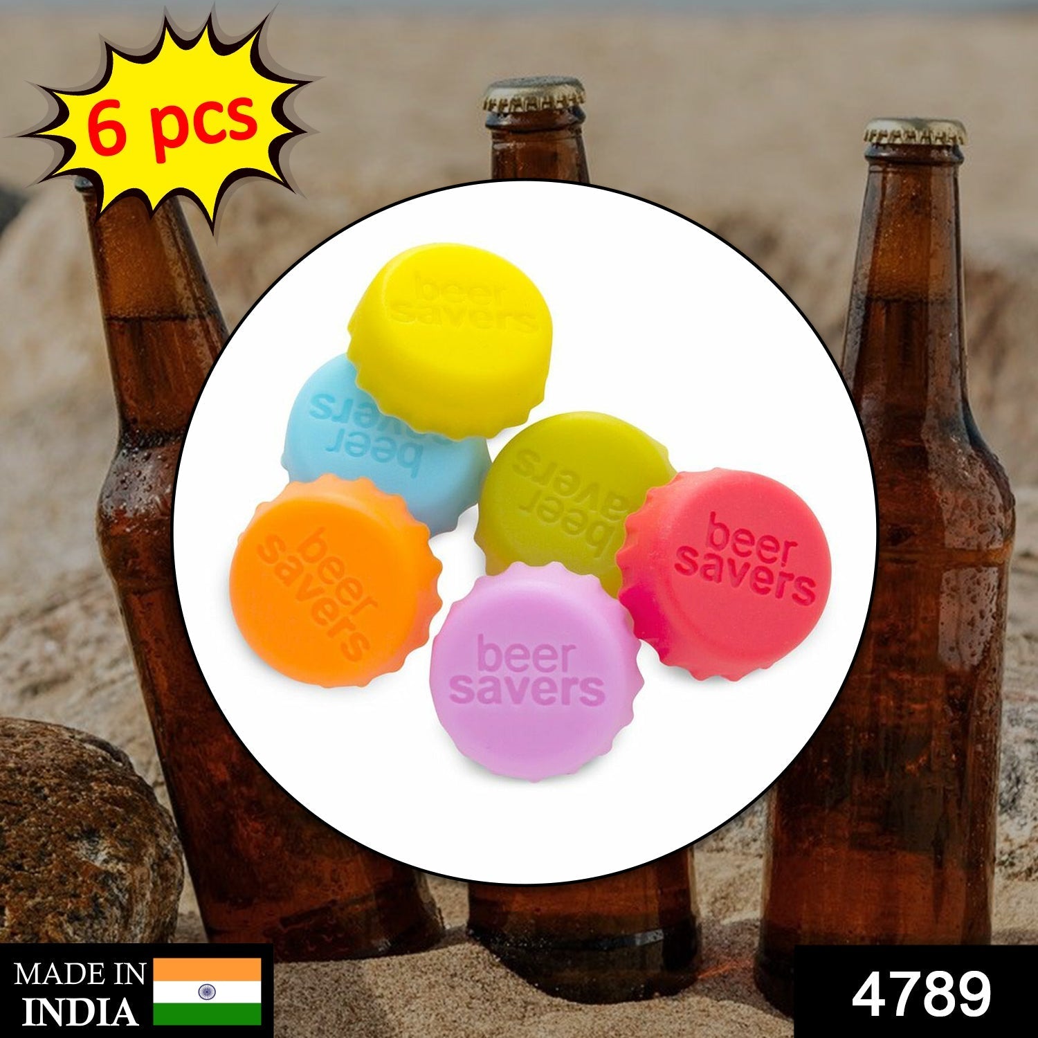 4789 Beer Savers Caps 6Pc used in soda and cold-drink bottles for covering bottle mouth. DeoDap