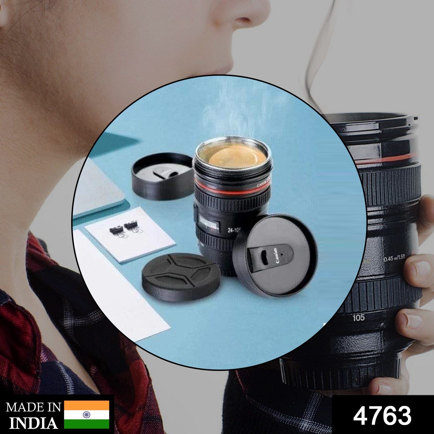 4763 Plastic Camera Lens Stainless Steel Coffee Mug DeoDap
