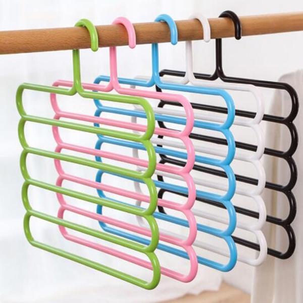 1688 Multipurpose Multi-Layer 5-in-1 Plastic Hanger Clothes Organiser 