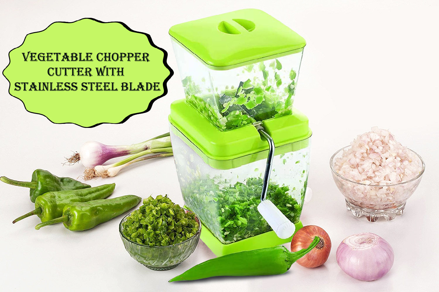 2428 Plastic Vegetable Chopper Cutter with Stainless Steel Blade DeoDap