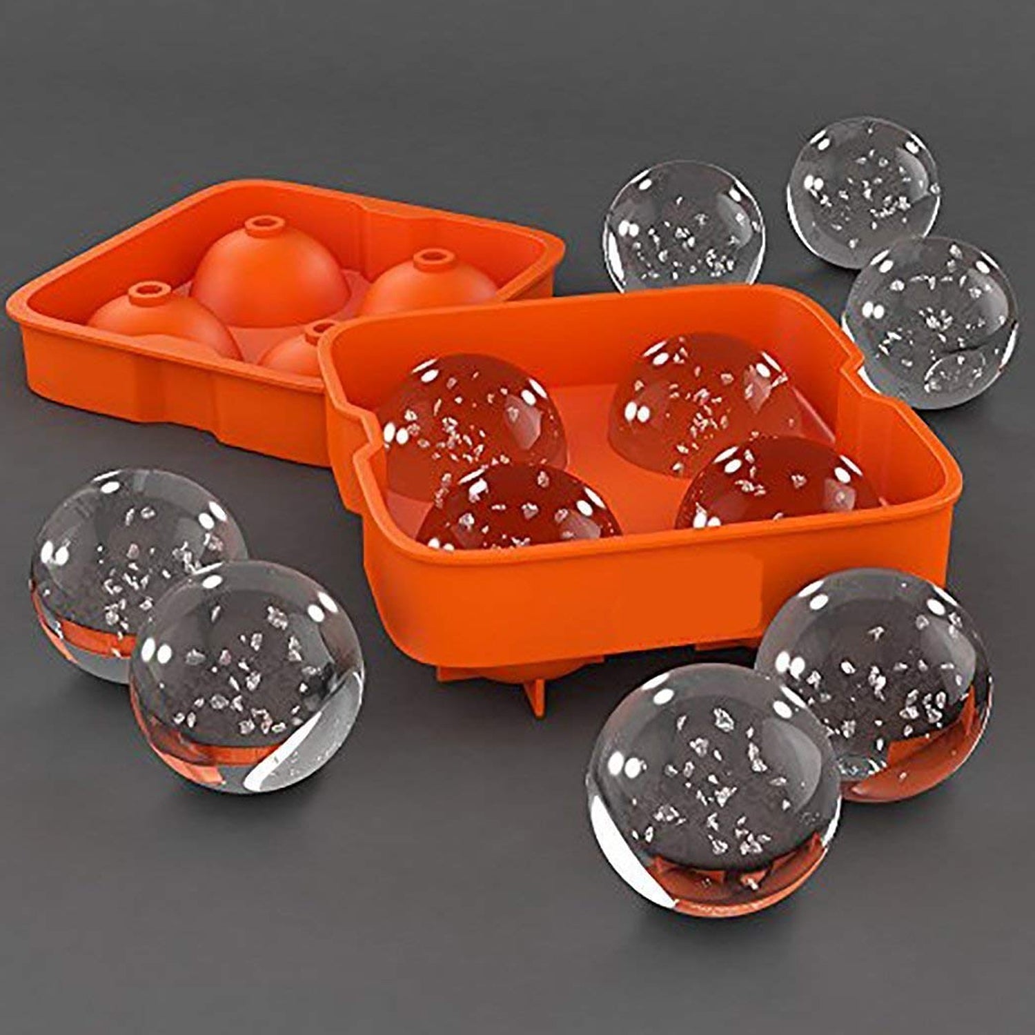 7164 Ice Trays for Freezer Whiskey Ice Cube Plastic Ball Maker Mold Sphere Mould 4 Holes New Ice Balls Party Brick Round Tray Bar Tool ice for Whiskey DeoDap