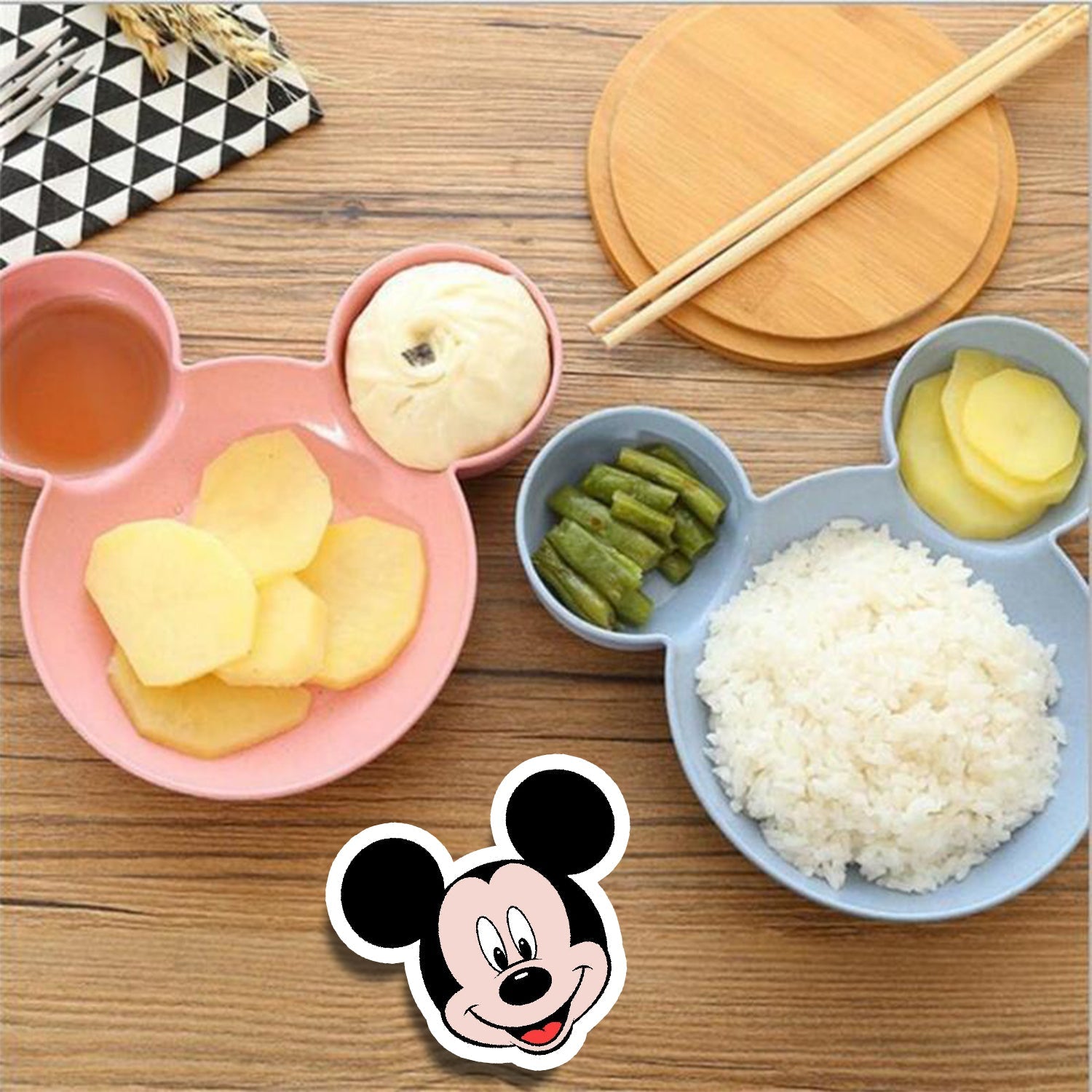 4913 Plate and Small Plate Together Micky Mouse Shape 