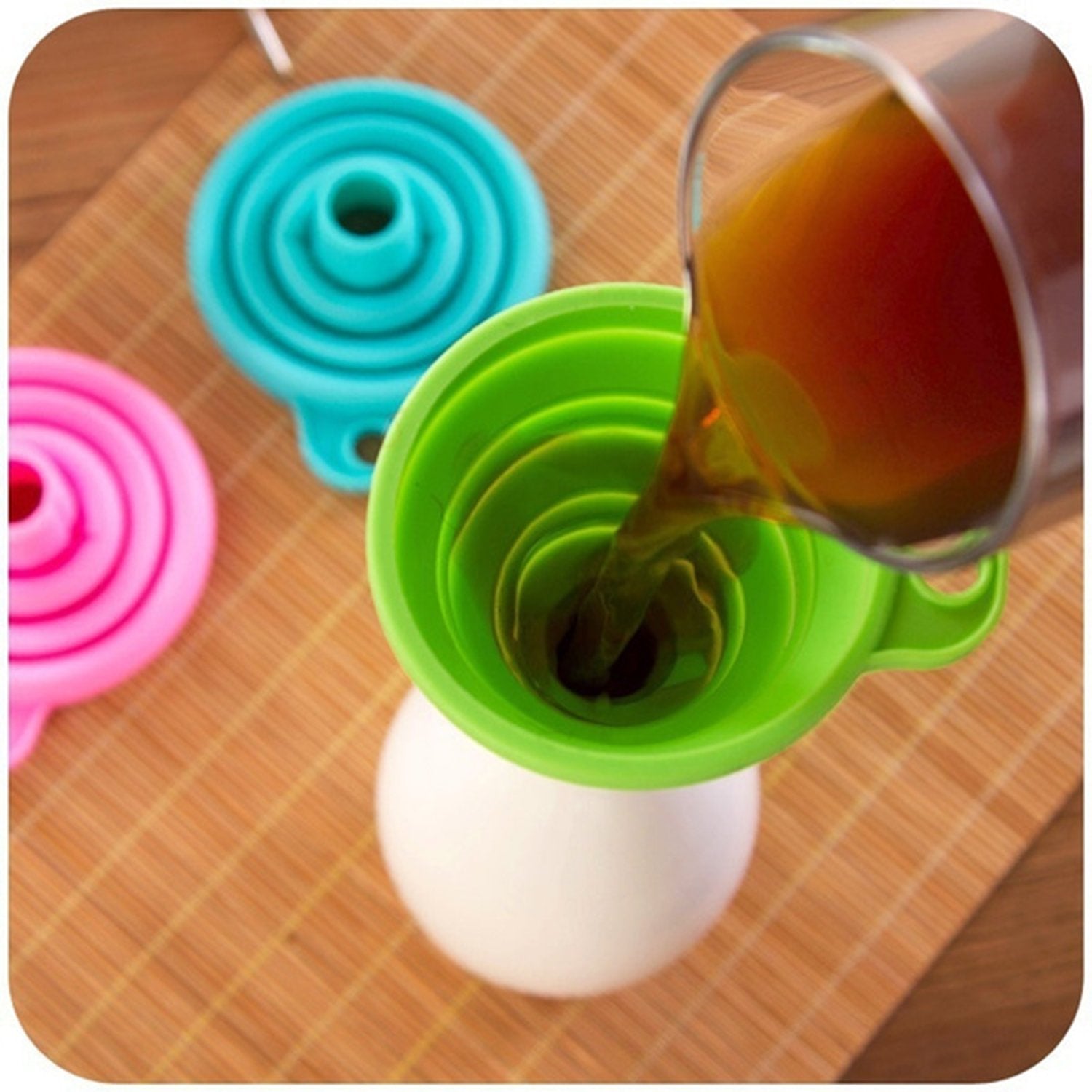 4677 Silicone Funnel for Kitchen Use Oil Pouring Sauce Water Juice DeoDap