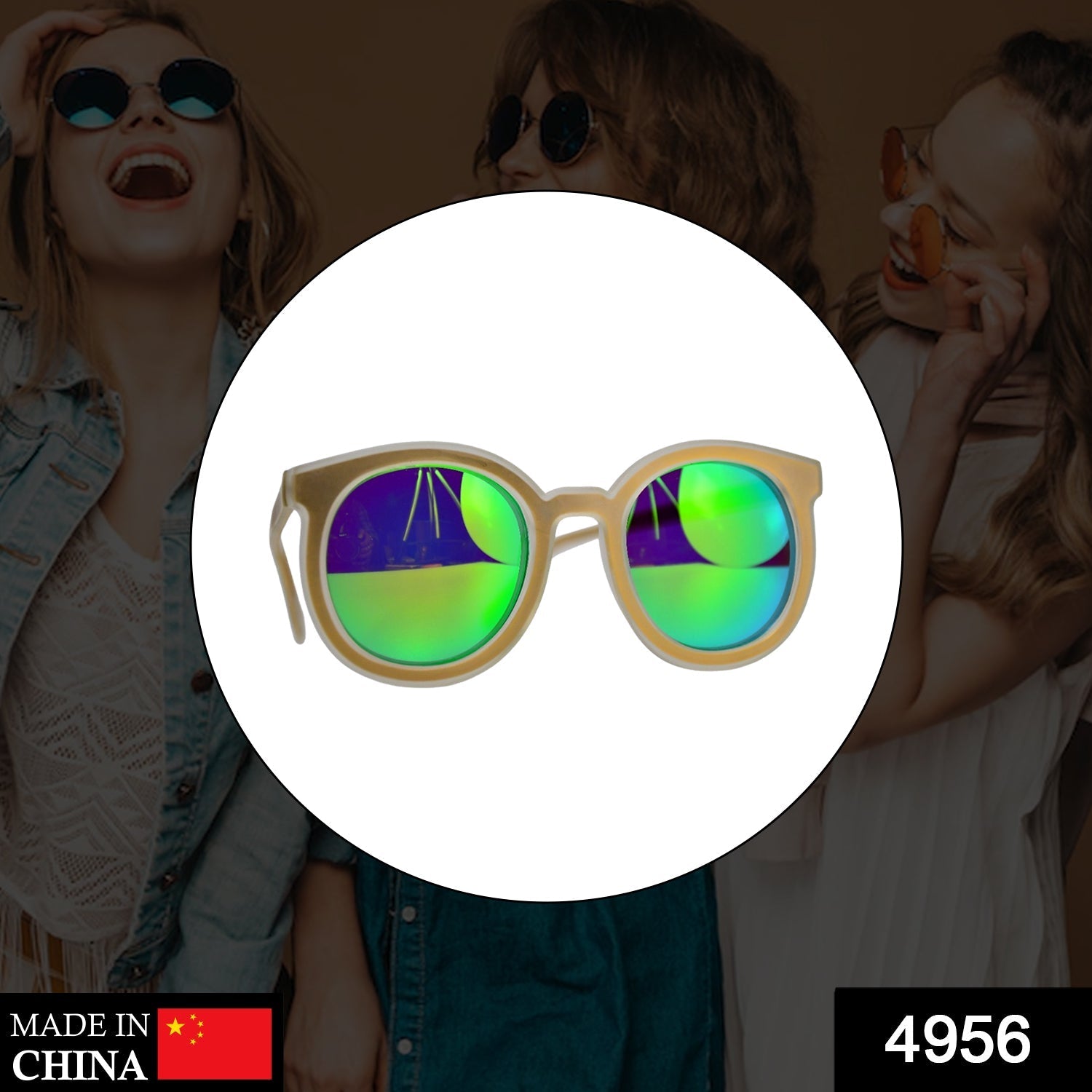 4956 BIG ROUND UNISEX ANTI-REFLECTIVE SUNGLASSES WITH SIMPLE FRAME. DeoDap