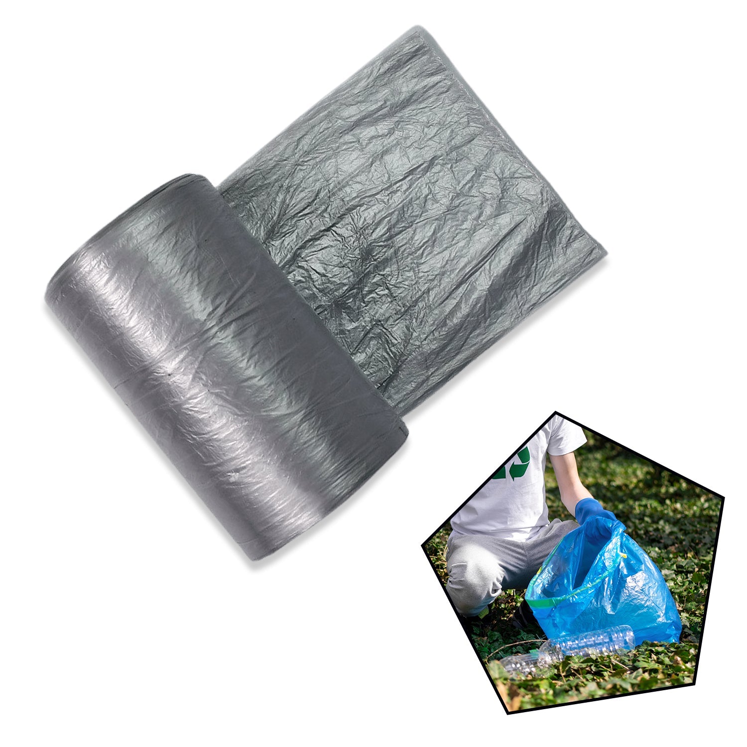 9256 1Roll Big Grey Garbage Bags/Dustbin Bags/Trash Bags 