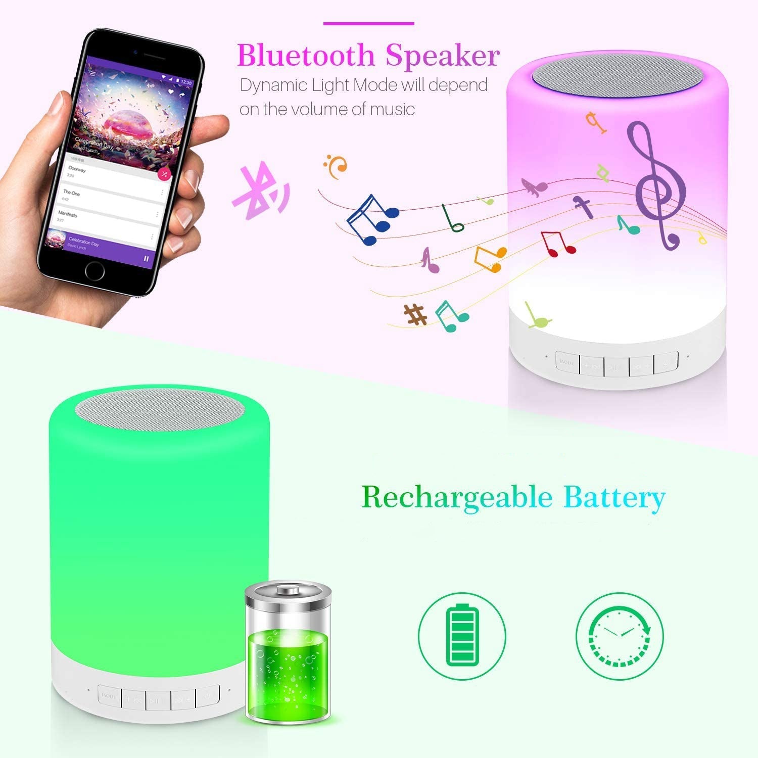 6249 Wireless Night Light LED Touch Lamp Speaker DeoDap