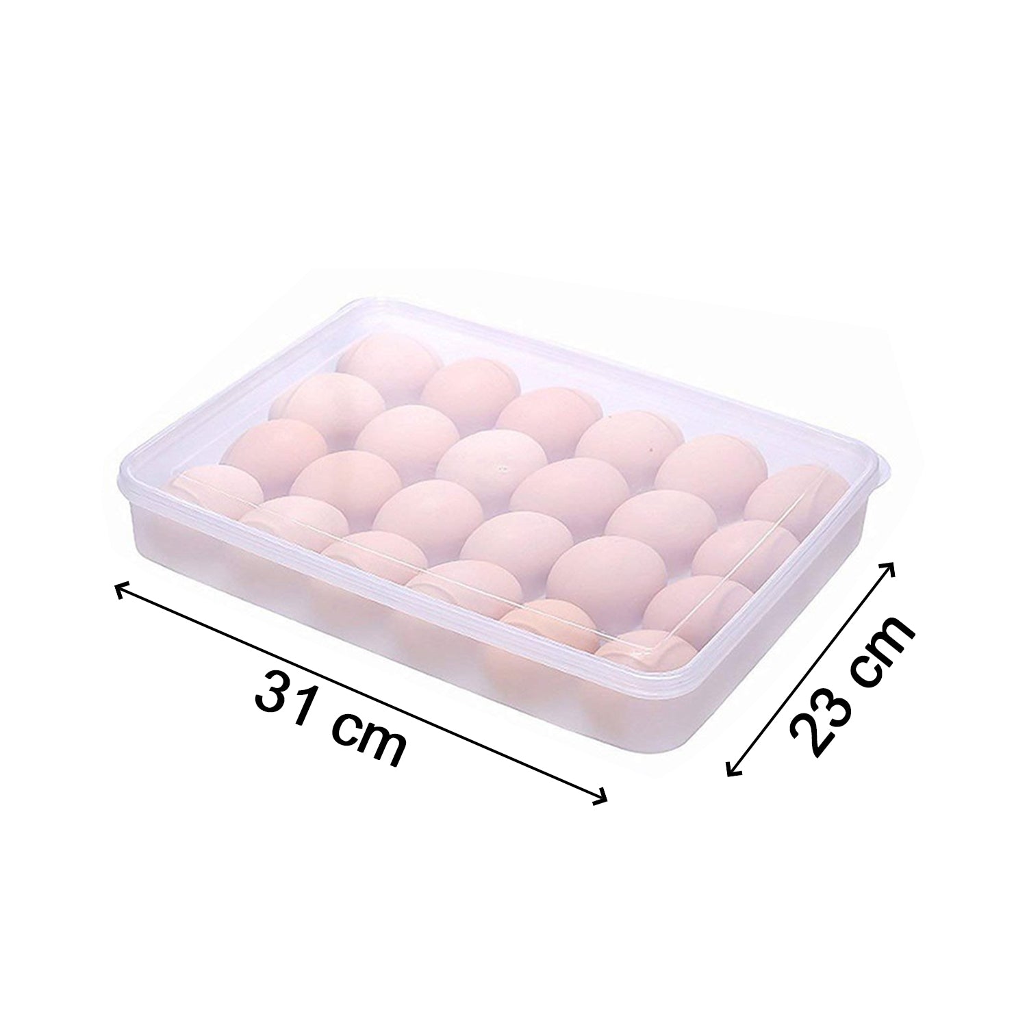 2645 24 Grids Plastic Egg Box Container Holder Tray for Fridge with Lid for 2 Dozen Egg Tray DeoDap