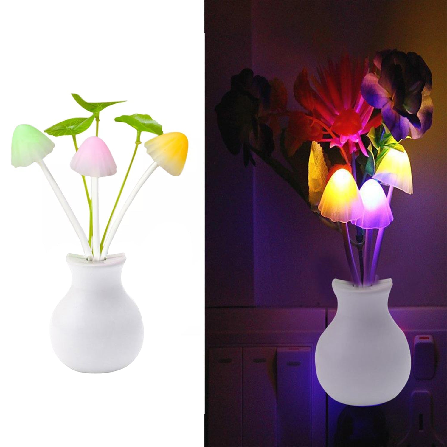 217 LED Dream Night Light, Auto ON/Off Sensor Mushroom Lamp (Multicolor) DeoDap