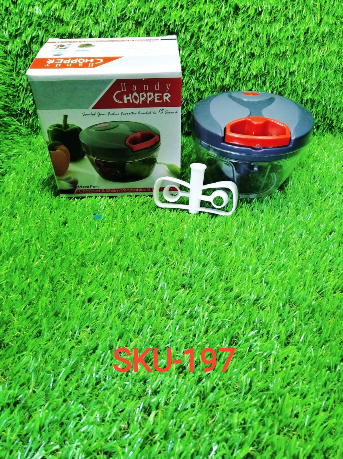 0197 Manual 2 in 1 Compact & Powerful Hand Held Vegetable Chopper/Blender 