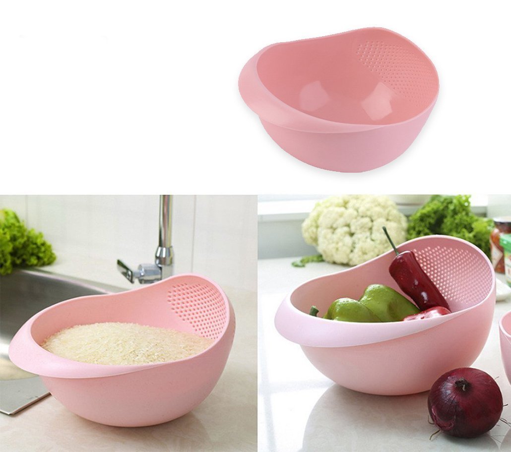 081A Multi-Function with Integrated Colander Mixing Bowl Washing Rice, Vegetable and Fruits Drainer Bowl-Size: 21x17x8.5cm 