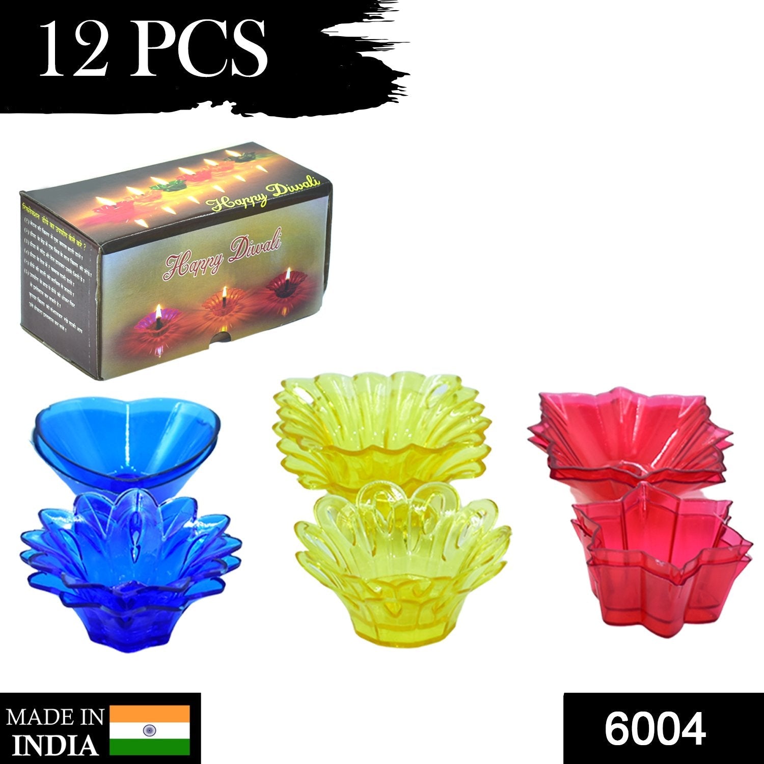 6004 Plastic Candle Cup with Multi Shape  (Multicolor) 