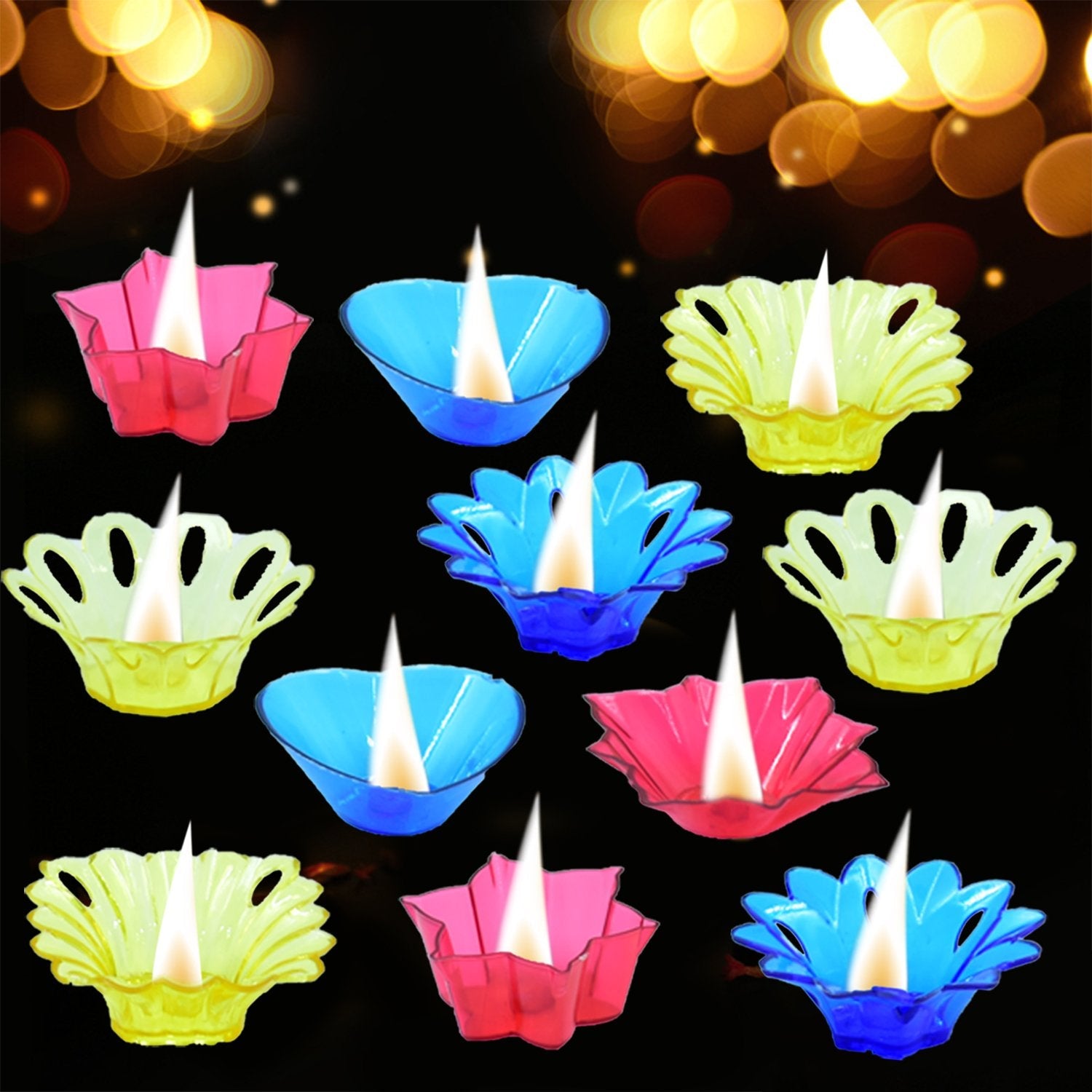 6004 Plastic Candle Cup with Multi Shape  (Multicolor) 