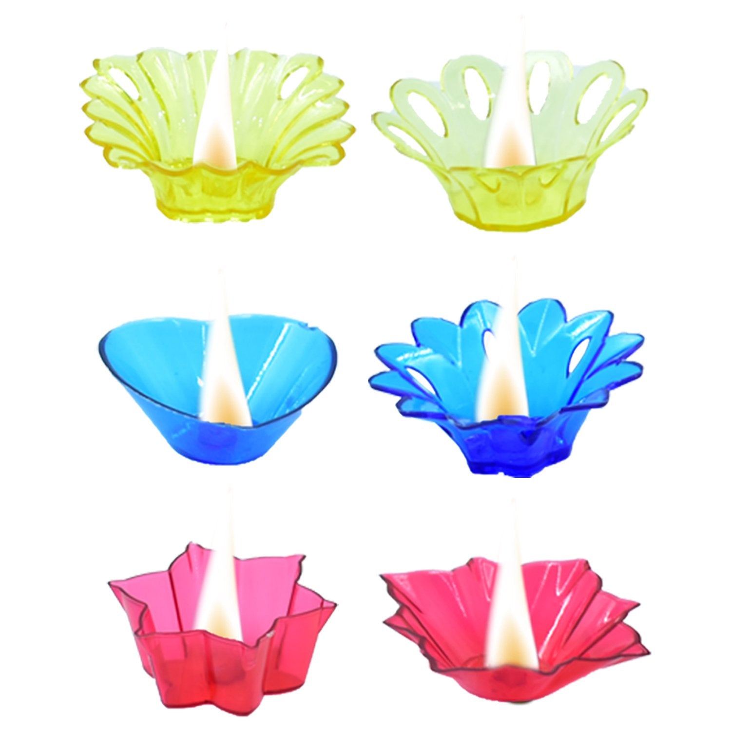 6004 Plastic Candle Cup with Multi Shape  (Multicolor) 