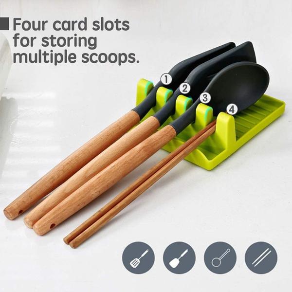 2417 4 Slots Cooking Utensil Heat Resistant Cooking Spatula Holder 