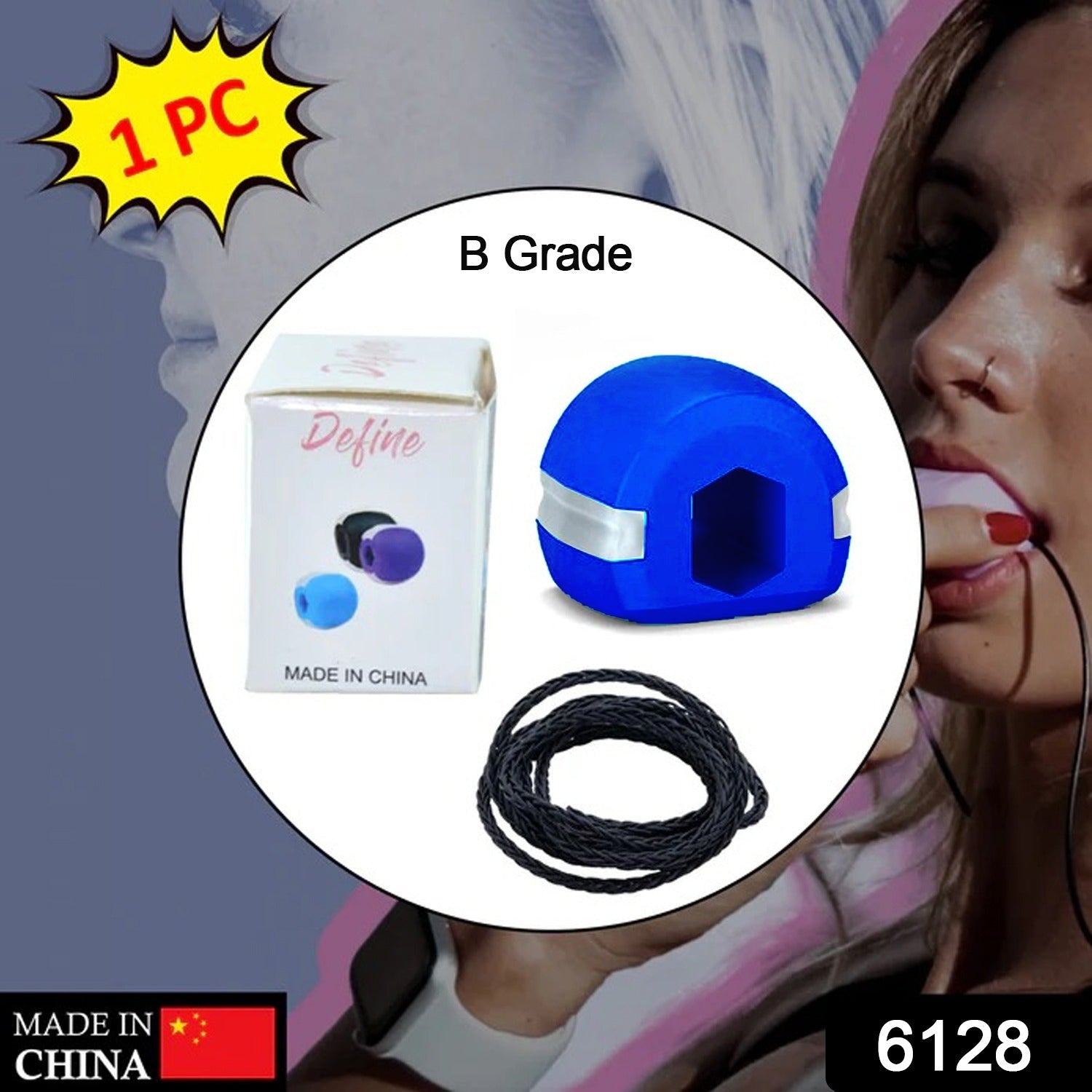 6128 DARK BLUE JAW EXERCISER USED TO GAIN SHARP AND CHISELLED JAWLINE EASILY AND FAST. 