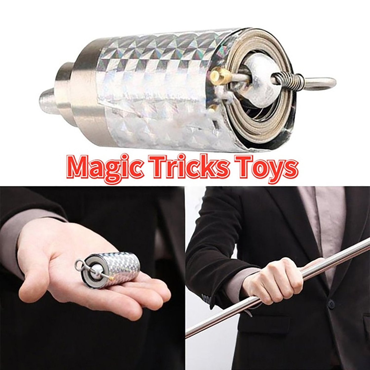 1697 Magic Toy Metal High Elasticity Steel Silver Appearing Cane Magic Toy Magic Steel 