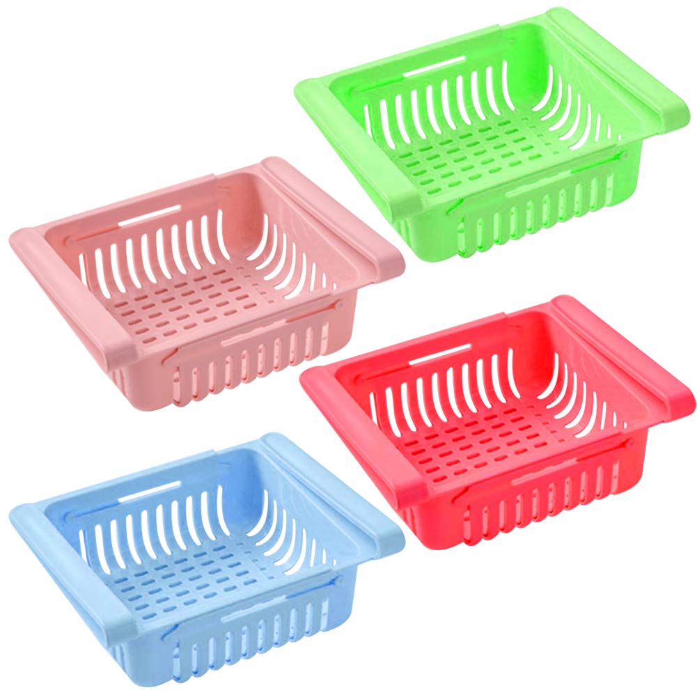 5338 Virgin Freeze Storage Unbreakable Adjustable Multi Color Tray with Extra Storage | Easy to Remove, Easy to Clean | Pack of 4 Tray DeoDap