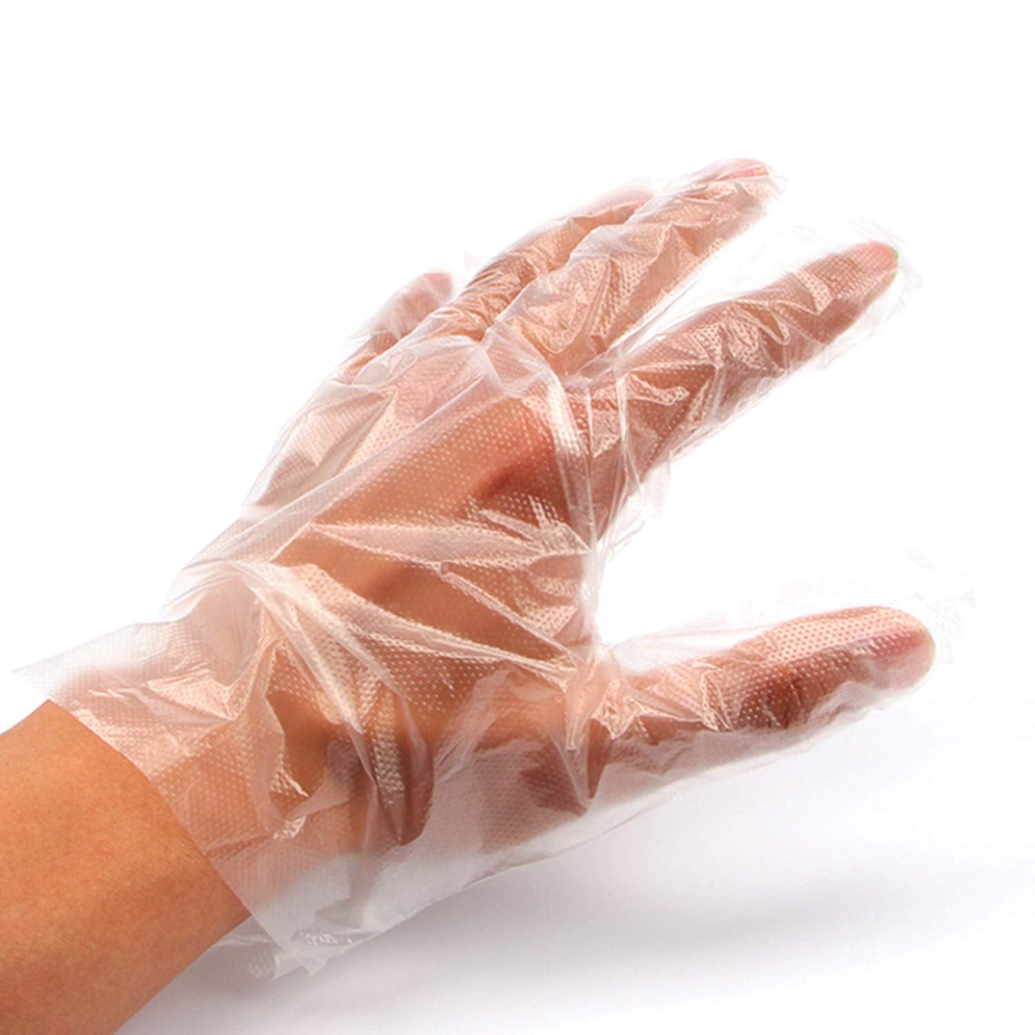 0670 Plastic Transparent Disposable Clear Gloves (White) (100Pc) DeoDap