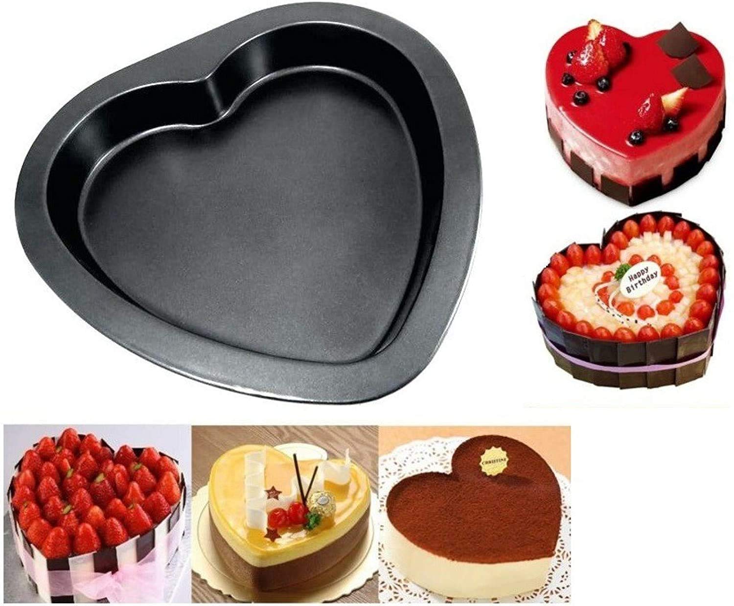 2209 Heart Shape Cake Mould Non Stick  Steel 1 kg Cake Baking Tray ( 23cm) DeoDap