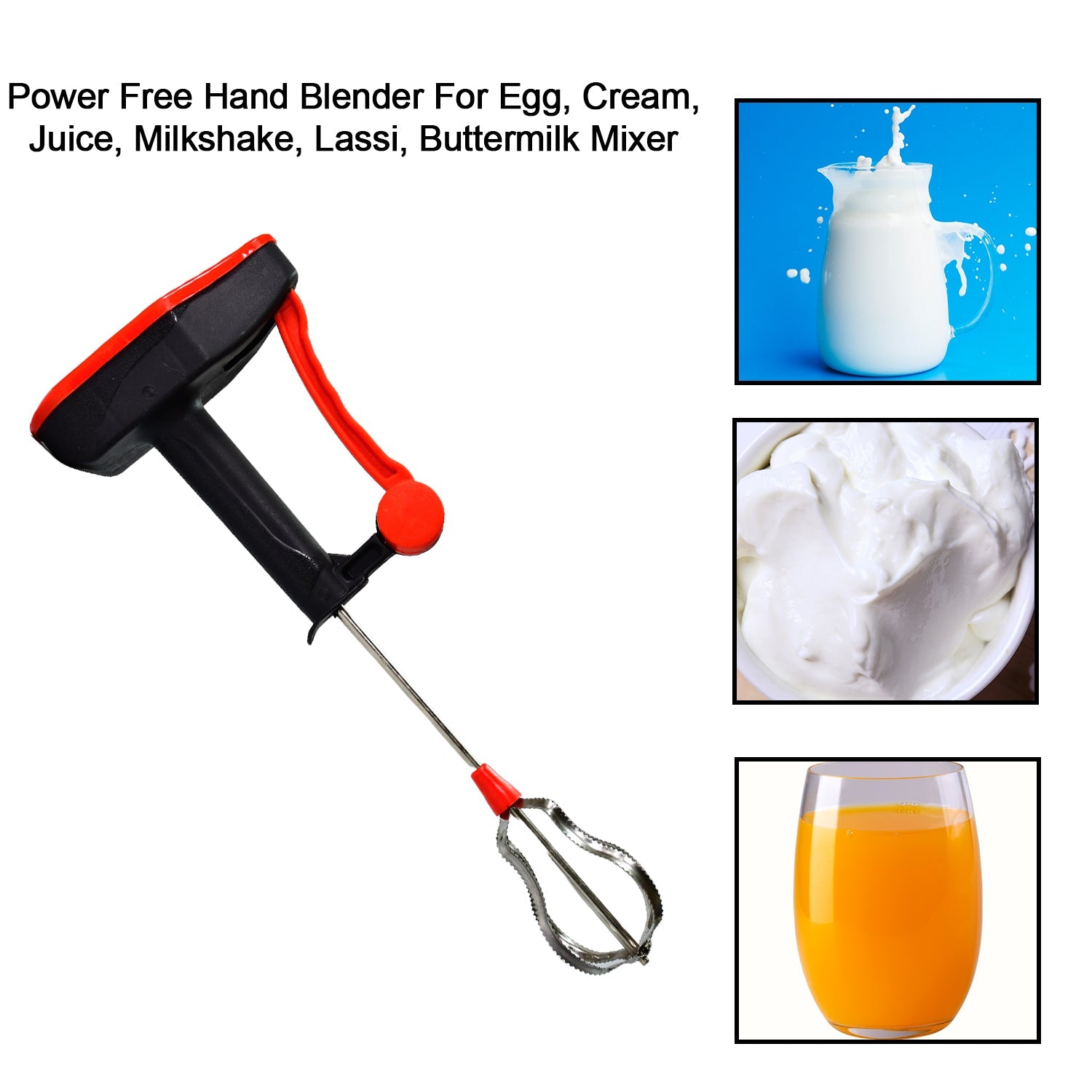 2038 Power Free Hand Blender Hand Blender Manual Whisker and Churner for Multi Purpose 