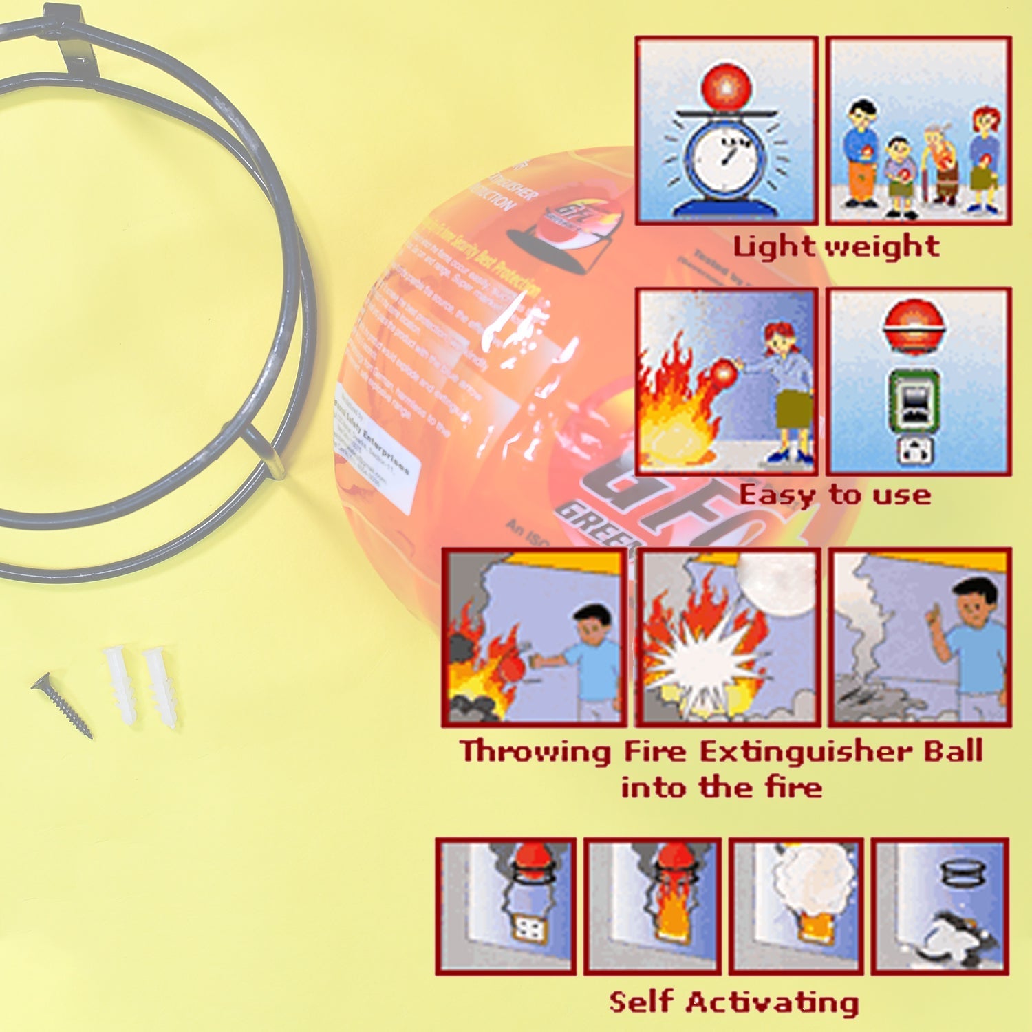 4971 GFO (Green Fire Ball) Automatic Fire Safety Ball for Office School Warehouse Home | FIRE Extinguisher Ball. DeoDap