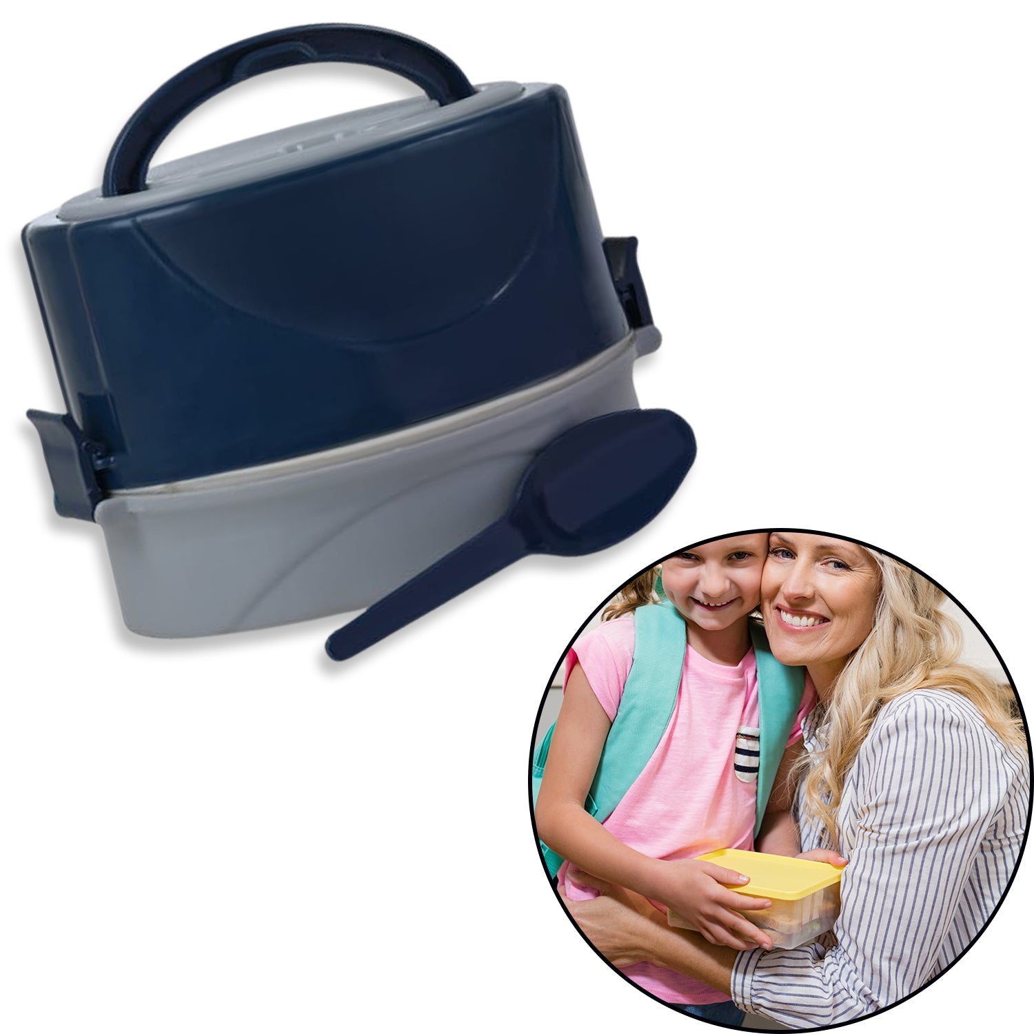 2408 BLUE CLASSIC 2 LAYER LUNCH BOX | AIRTIGHT LUNCH BOX 