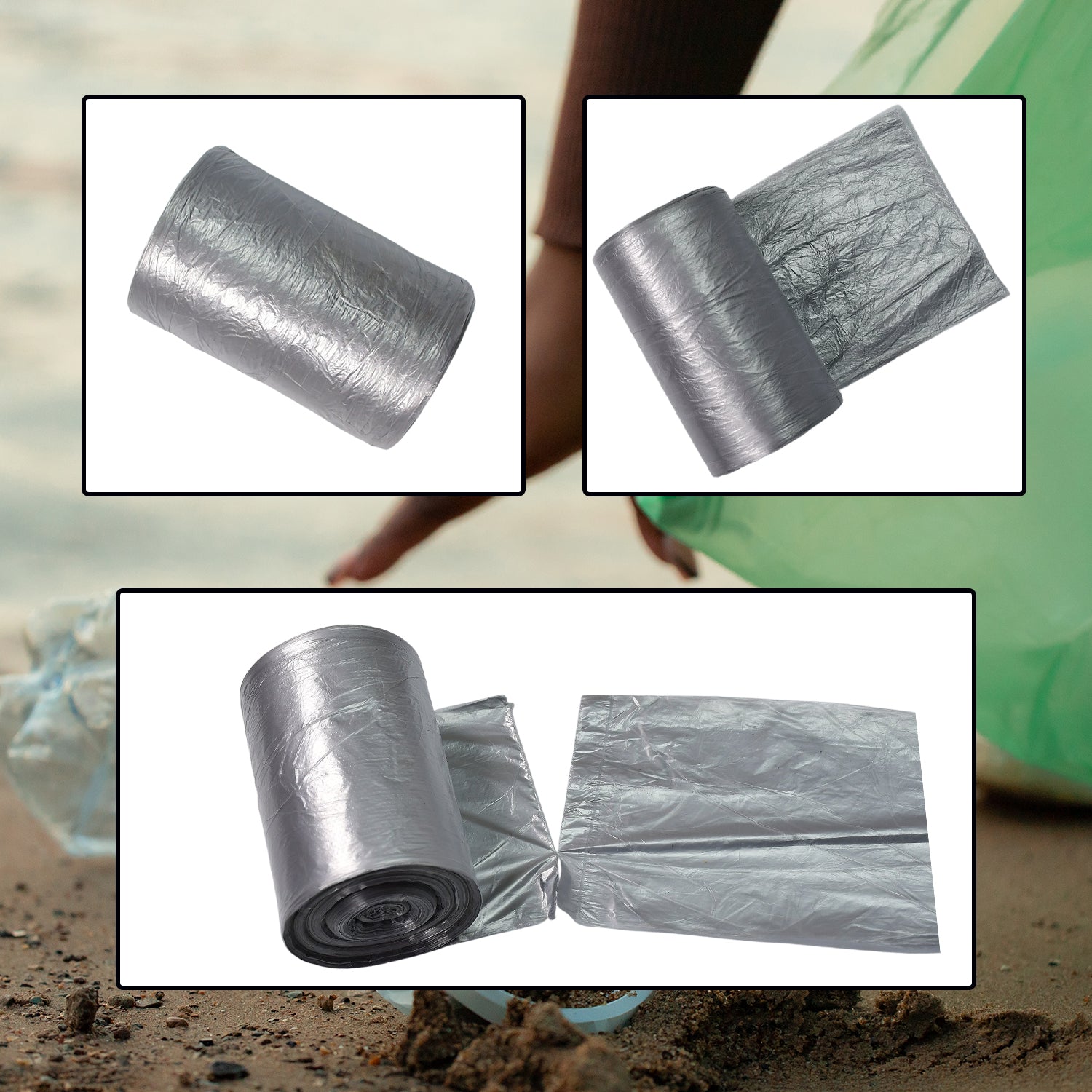 9256 1Roll Big Grey Garbage Bags/Dustbin Bags/Trash Bags 