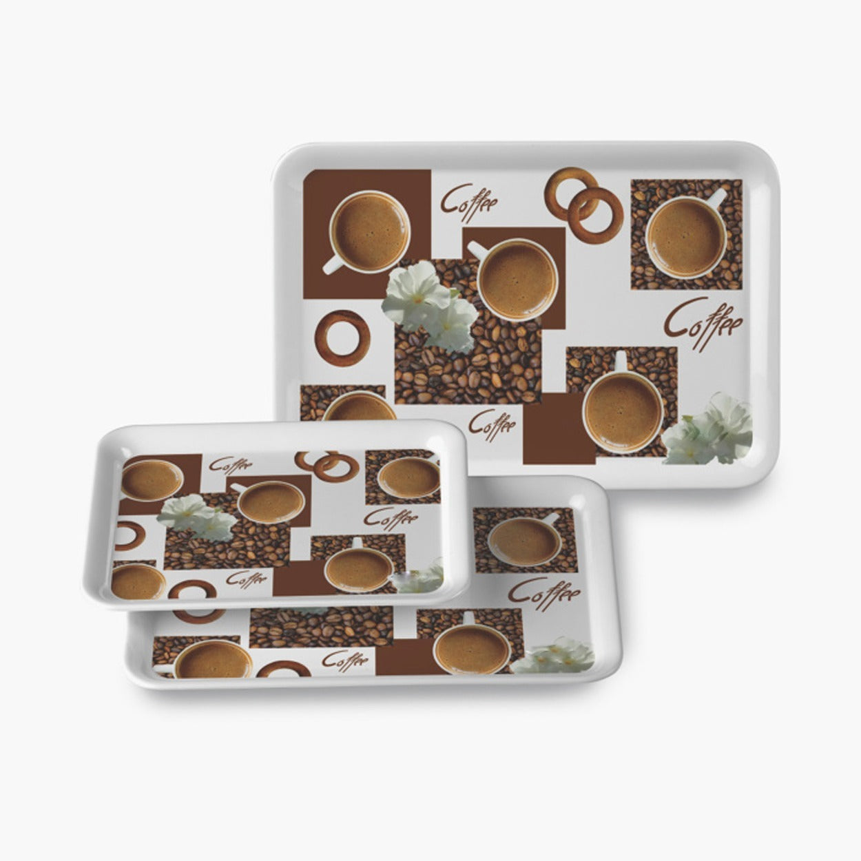 2292 Serving Tray Set  (Pack of 3 Pcs) (Small, Medium, Large) (Multicolour) 