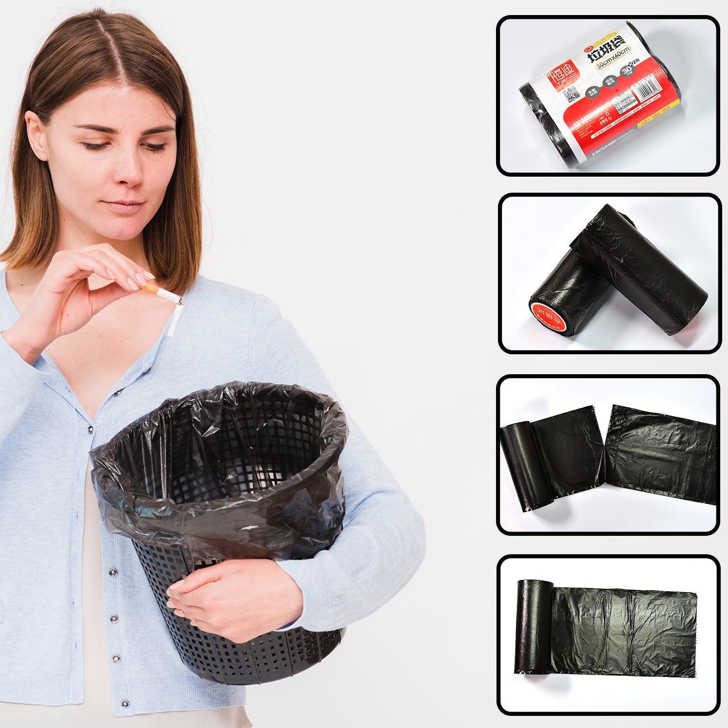 9266 2Rolls Garbage Bags/Dustbin Bags/Trash Bags 50x60Cm 