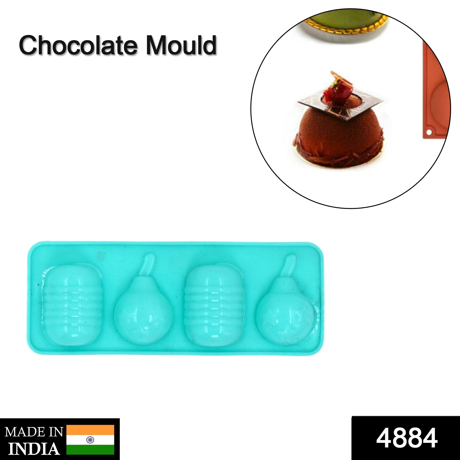 4884_4cav Bomb Choc Bar Flexible Silicone Mold Candy Chocolate Cake Jelly Mould 