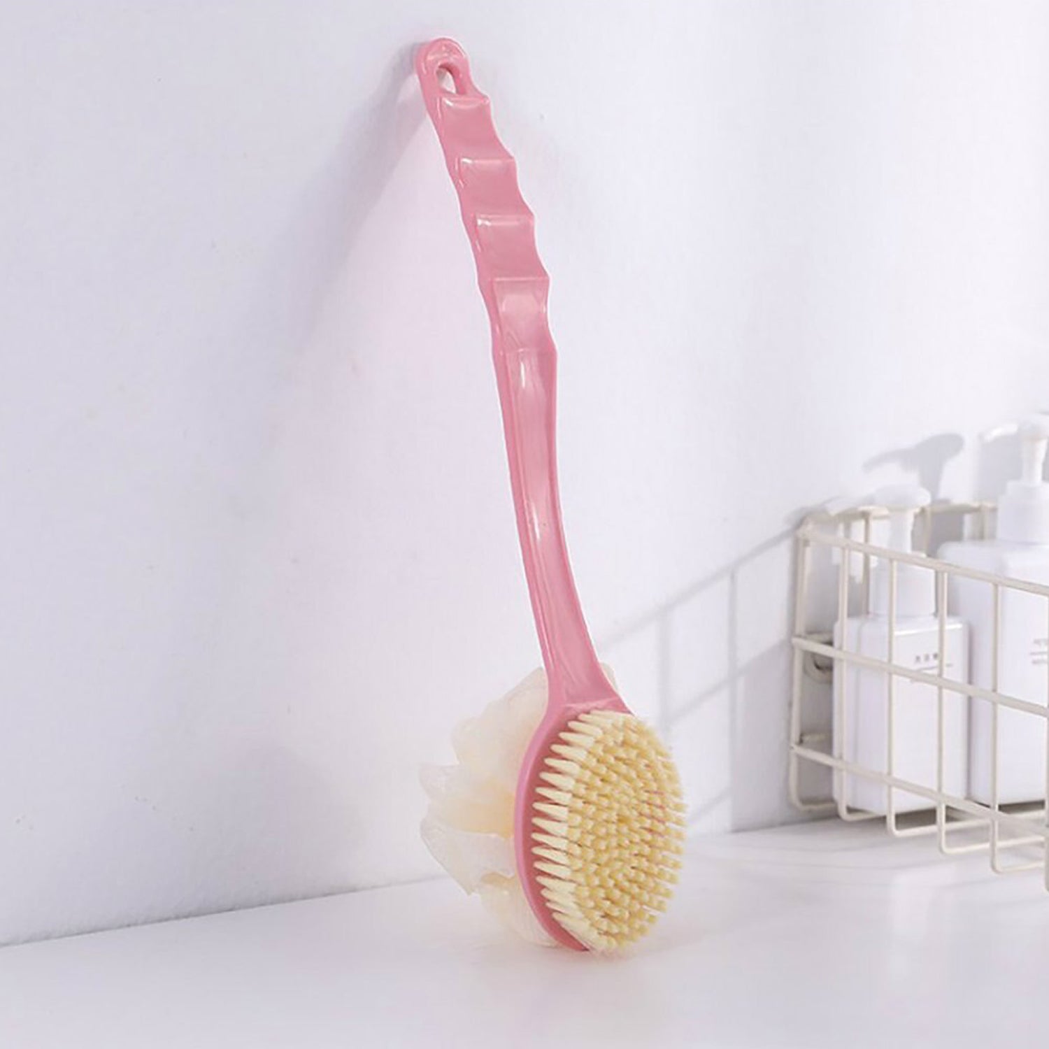 4832 2in1 Bath Brush With Long Handle 