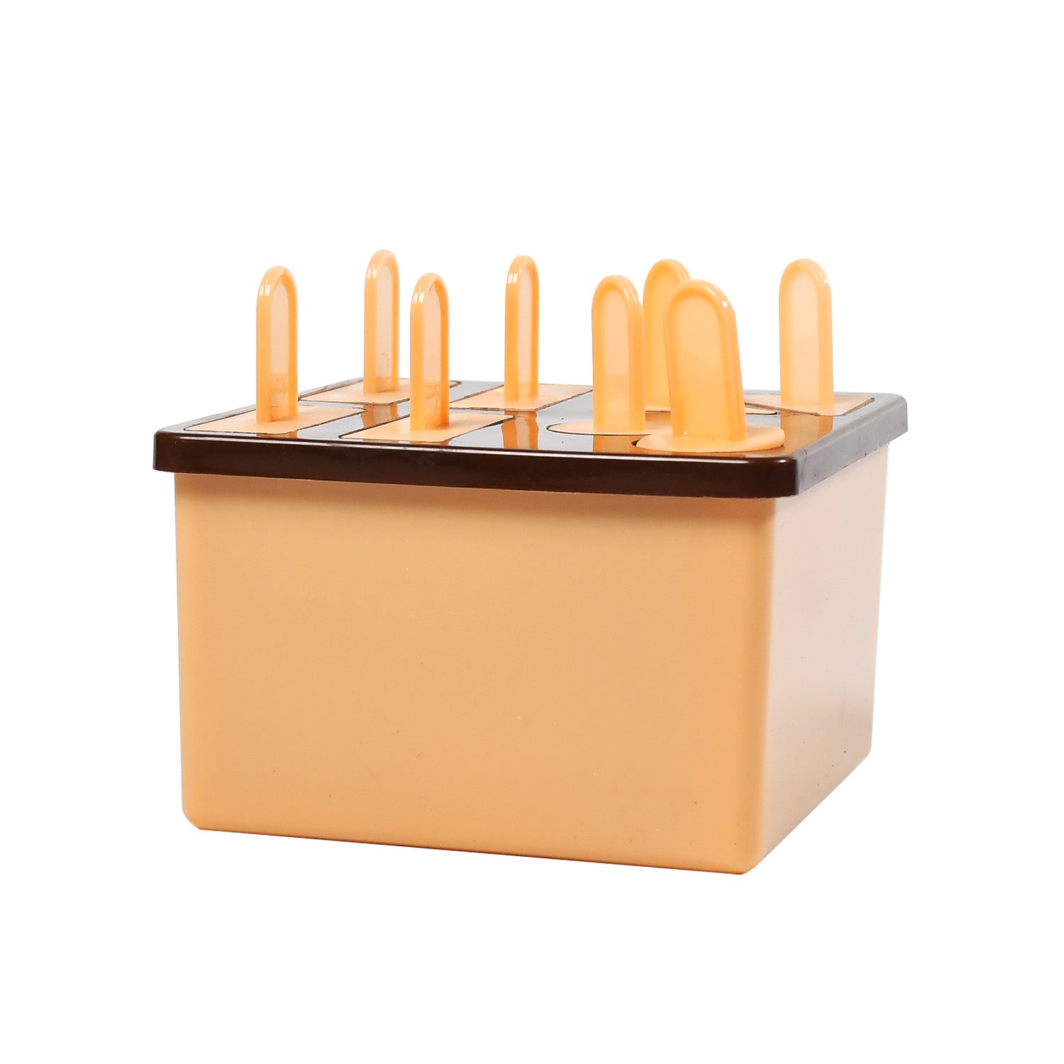 6316B  Plastic Kulfi Mould, Kulfi Moulds 8 pcs Tray Ice Cream Mould Reusable Frozen Kulfi Maker Popsicle Sticks Lolly Ice Popsicle Candy Mould for Children pink Color Brown Box DeoDap