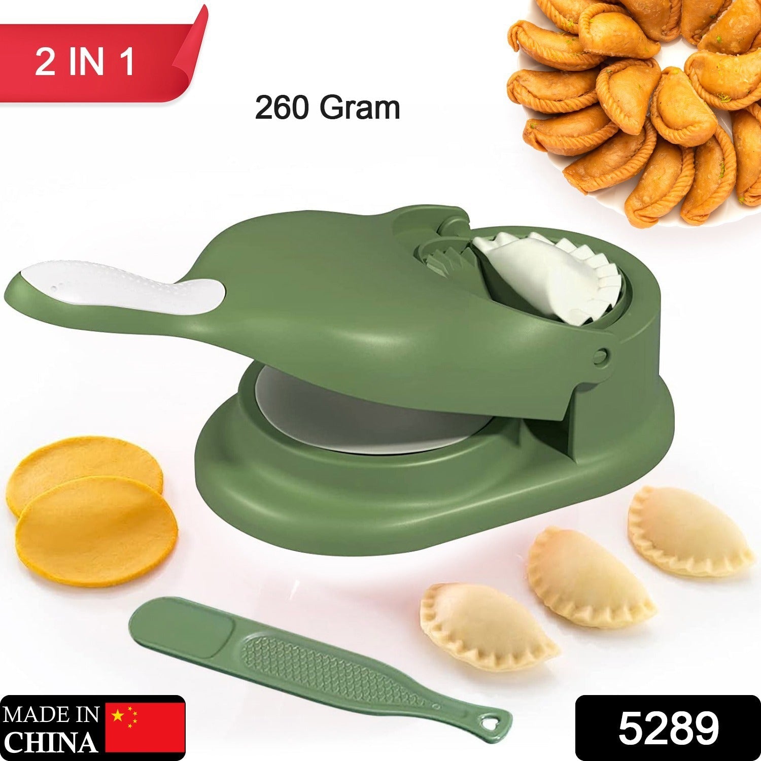 5289 Dumpling Skin Press Mould for Gujiya , Ghughra , Momos Making, 2 in 1 Dumpling Maker Mould Machine, Kitchen Dumpling Making Tool 