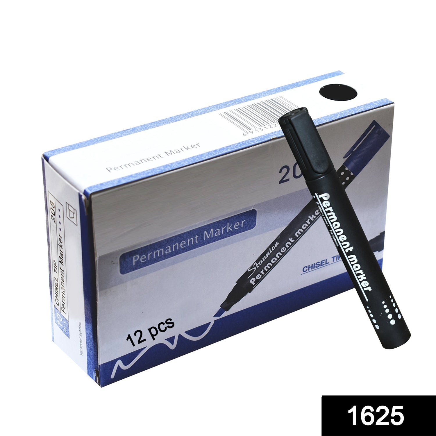 1625 Black Permanent Markers for White Board (Pack of 12) 