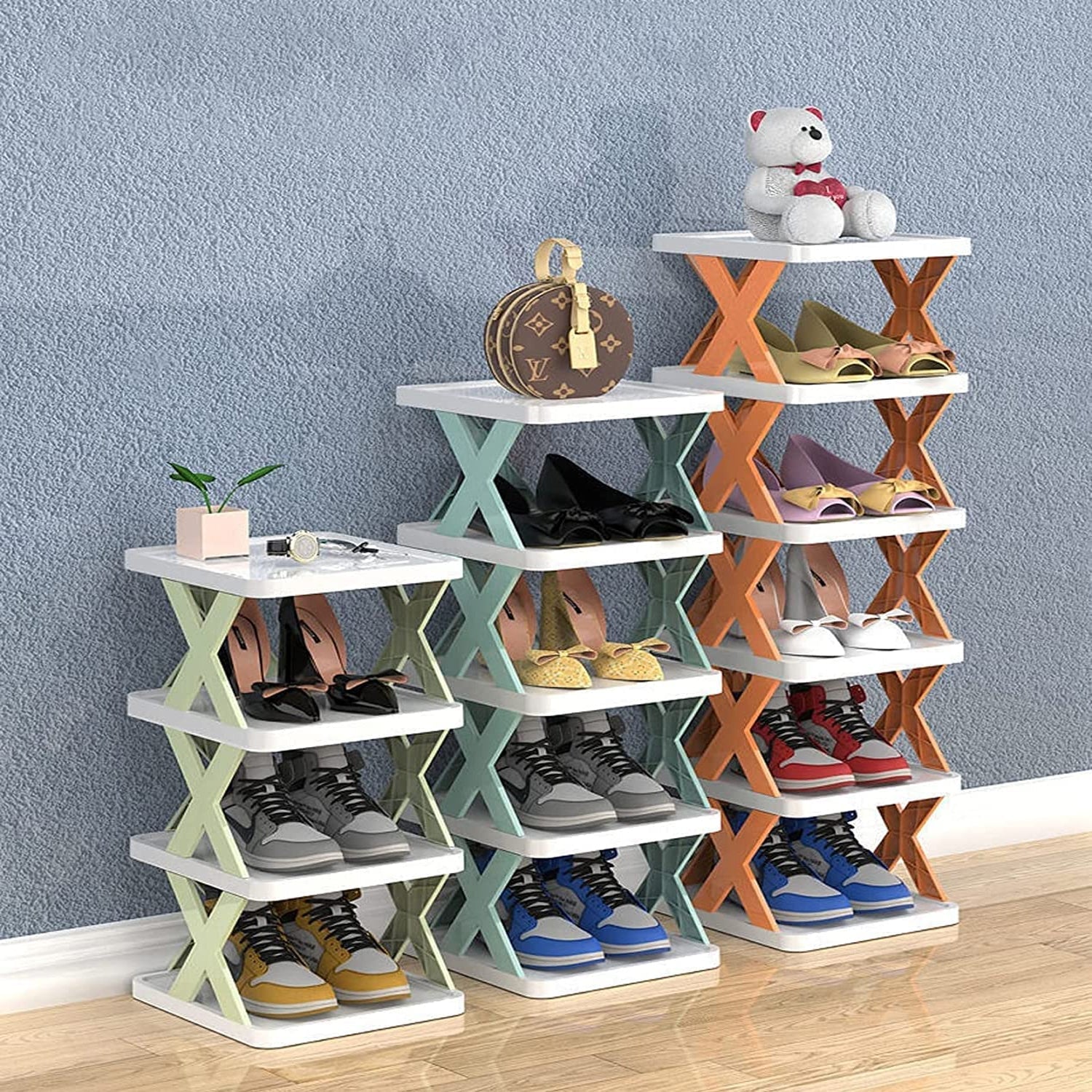 9054A   6 LAYER SHOE RACK DESIGN LIGHTWEIGHT ADJUSTABLE PLASTIC FOLDABLE SHOE CABINET STORAGE PORTABLE FOLDING SPACE SAVING SHOE ORGANIZER HOME AND OFFICE 