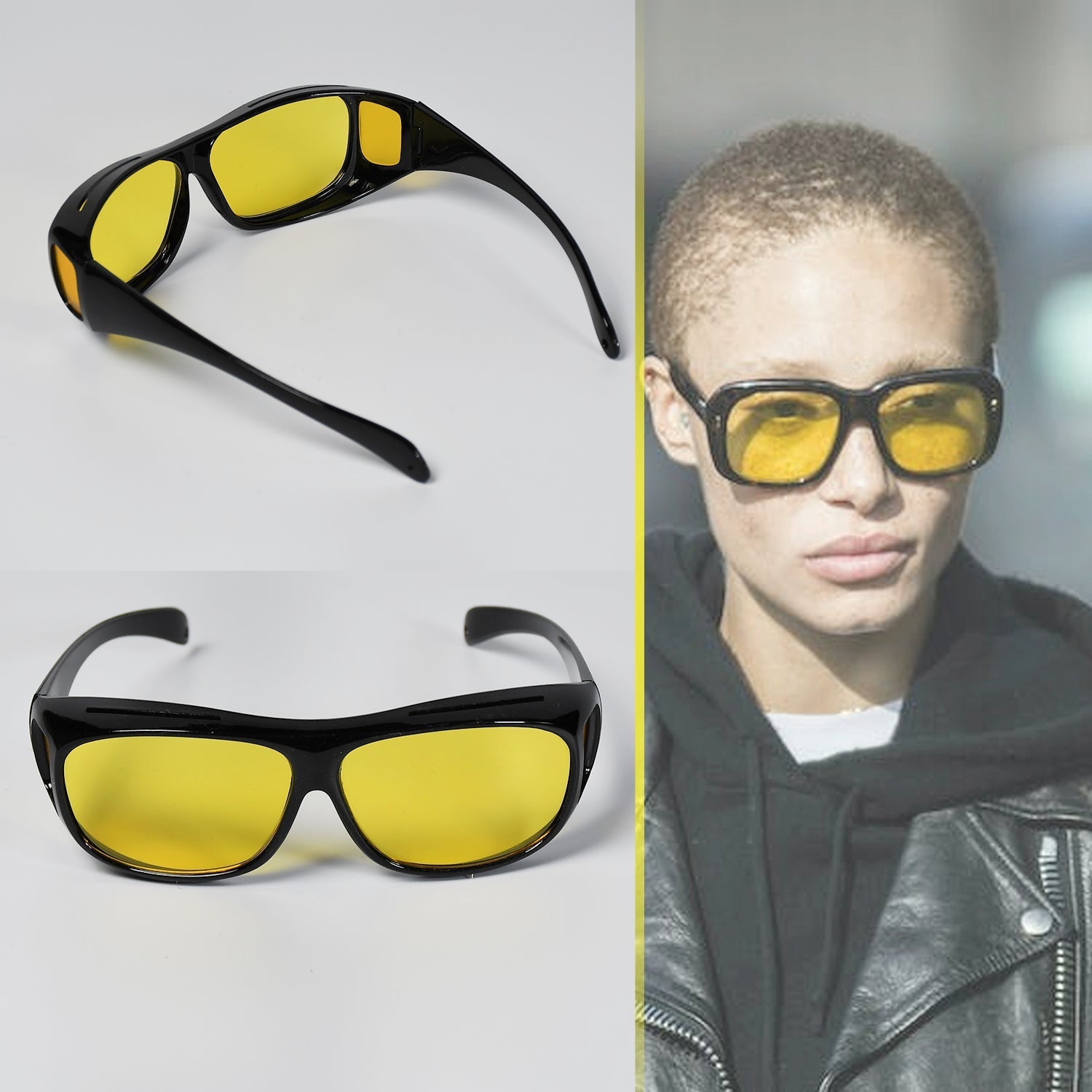 7704  Night Driving Polarized HD Vision Glasses | Anti Glare 100% UV Protected Goggles | Night Bike Riding Car driving Glasses For Men & Women Use DeoDap